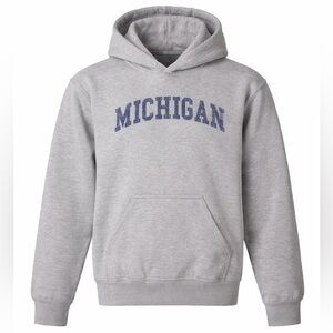 Michigan Hoodie Gray Pullover Sweatshirt Youth Large / Adult XS Collegiate